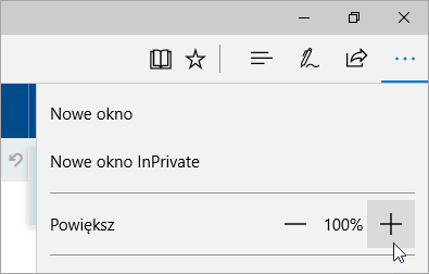 Zrzut ekranu przedstawiający menu Ustawienia i więcej w programie Microsoft Edge