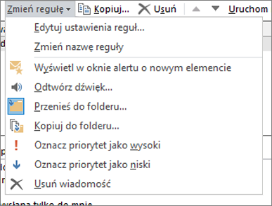 Zmienianie opcji reguły