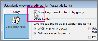 Usuwanie konta z grupy wysyłania i odbierania