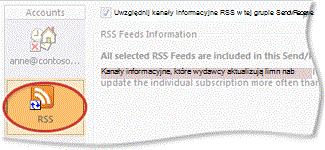 Konto RSS w grupie Wyślij/Odbierz