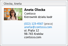 Wizytówka vCard kontaktu