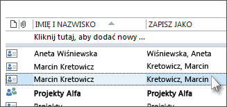 Przytrzymywanie klawisza CTRL i klikanie kontaktów do usunięcia