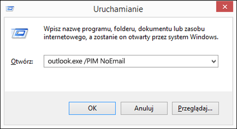 Tworzenie profilu bez poczty e-mail za pomocą okna dialogowego Uruchamianie