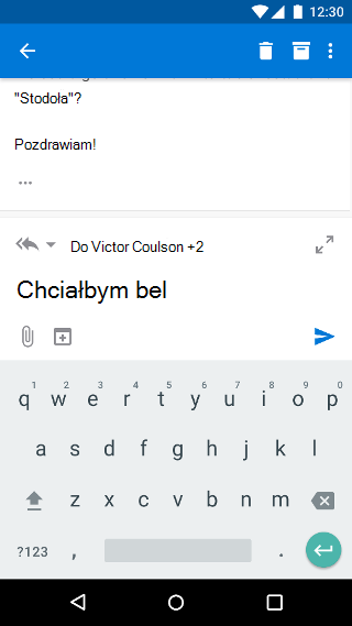 Redagowanie wiadomości e-mail w aplikacji Outlook Mobile