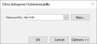 Okno dialogowe Wybieranie profilu z nazwą nowego profilu