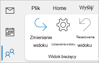 Zrzut ekranu przedstawiający ustawienia widoku na klasycznej wstążce programu Outlook