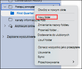 Pokazuje wybieranie folderu w programie Outlook
