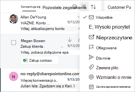 Filtrowanie wiadomości