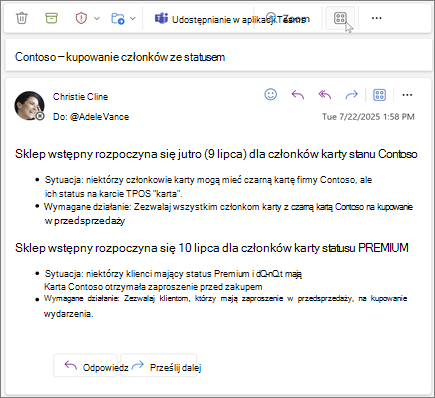 Zostanie wybrana ikona Więcej aplikacji na wstążce.