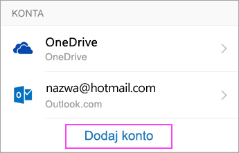 Naciśnij pozycję Dodaj konto
