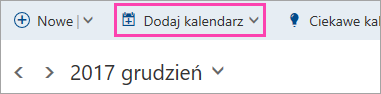 Zrzut ekranu przedstawiający przycisk Dodaj kalendarz