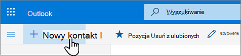 Zrzut ekranu przedstawiający przycisk Nowy kontakt