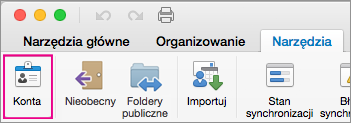 On the Tools tab, click Accounts