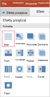 Usuwanie przejścia slajdów