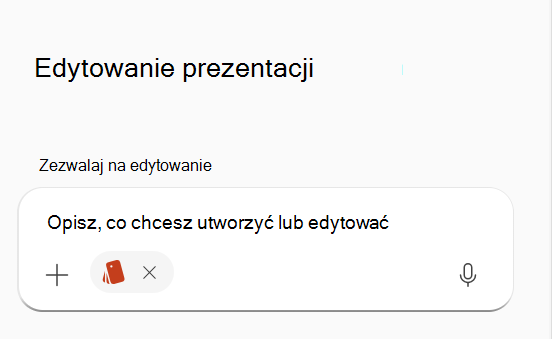 Zrzut ekranu przedstawiający wybrany zestaw markowy w polecenie funkcji Copilot.