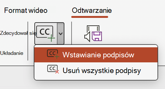 Wstawianie napisów do klipu wideo w programie PowerPoint.