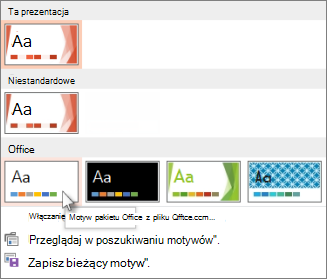 Wybierz pozycję Motyw pakietu Office