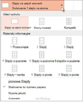 Wybieranie układu wydruku