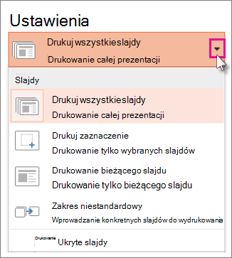 Ustawienia wydruku