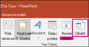 object selection on insert tab