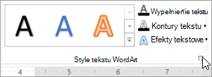 Wybieranie przycisku Uruchom okno dialogowe Style tekstu WordArt