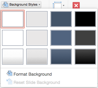 Menu Styl tła w programie PowerPoint dla komputerów Mac