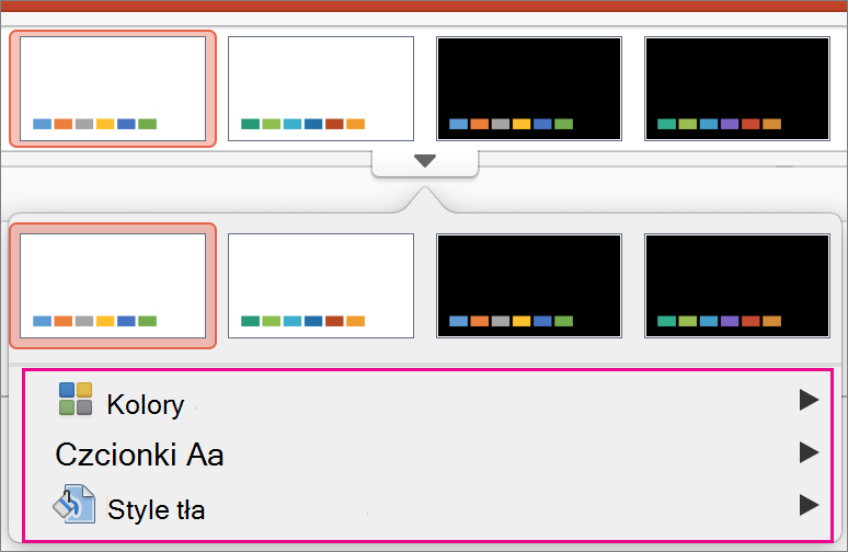 Galeria wariantów w programie PowerPoint dla komputerów Mac
