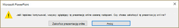 Okno dialogowe, w którym można zakończyć prezentację online w programie PowerPoint