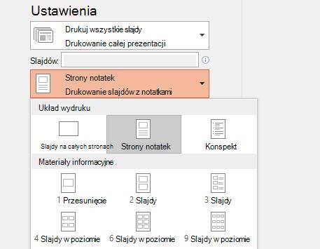 Zrzut ekranu przedstawiający opcję drukowania notatek