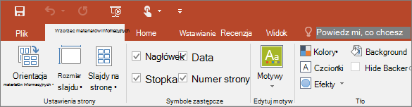 Wstążka Wzorzec materiałów informacyjnych w programie PowerPoint
