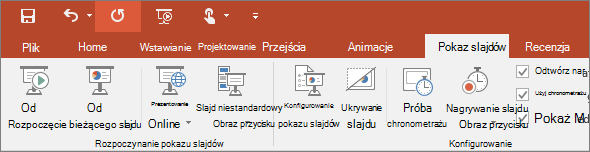 Karta Pokaz slajdów na wstążce w programie PowerPoint