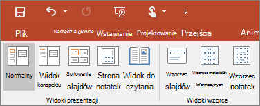 Menu Widok w programie PowerPoint