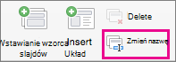 Program PowerPoint dla komputerów Mac — polecenie Zmień nazwę we wzorcu slajdów