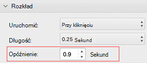 PowerPoint dla komputerów Mac menu opóźnienia chronometrażu