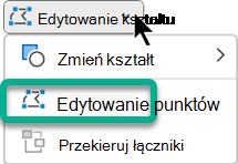 Menu Edytuj punkty jest dostępne na karcie Formatowanie kształtu, gdy kształt jest zaznaczony w programie PowerPoint.
