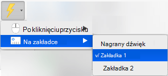 Wyzwalanie animacji po użyciu zakładki