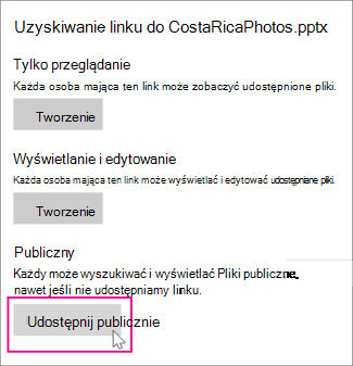 Udostępnij publicznie