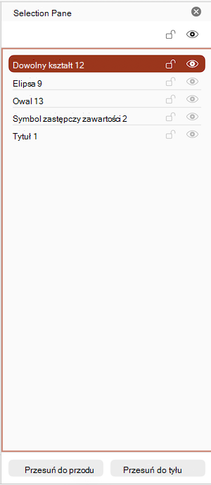 Zrzut ekranu przedstawiający okienko zaznaczenia w PowerPoint dla komputerów Mac.