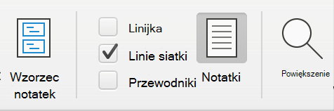 Zrzut ekranu przedstawiający linie siatki zaewidencjonowane w programie PowerPoint