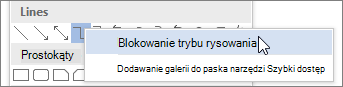 Wybieranie opcji Zablokuj tryb rysowania