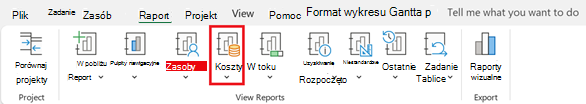 Przycisk Koszty na karcie Raport