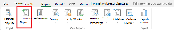 Przycisk Nowy raport na karcie Raport