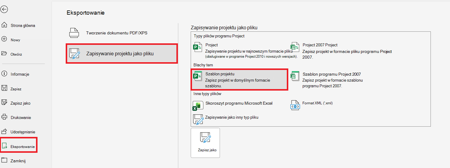 Obraz Zapisywanie jako szablon