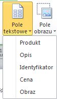 Wstawianie pól tekstowych w wykazie seryjnym
