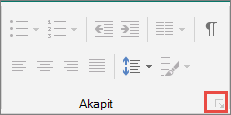 Kliknięcie przycisku Uruchom okno dialogowe Akapit