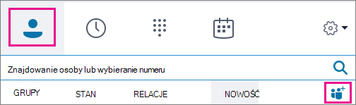 Wybierz pozycję Kontakty, > ikona dodawania kontaktów.