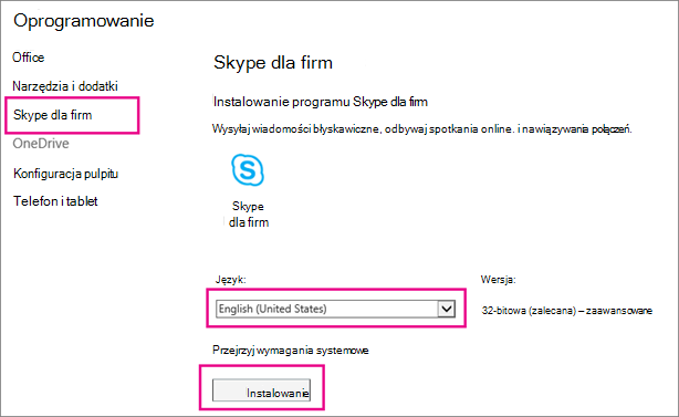 Na pierwszej stronie Kreatora konfiguracji programu Skype wybierz język.
