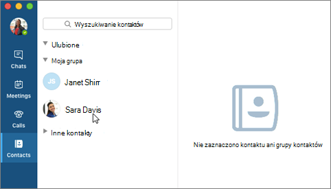 Kliknij kontakt widoczny na liście Kontakty