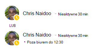 Wiadomość o obecności dla Chrisa