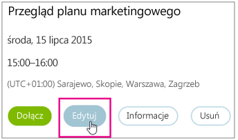 Meeting details with Edit button highlighted